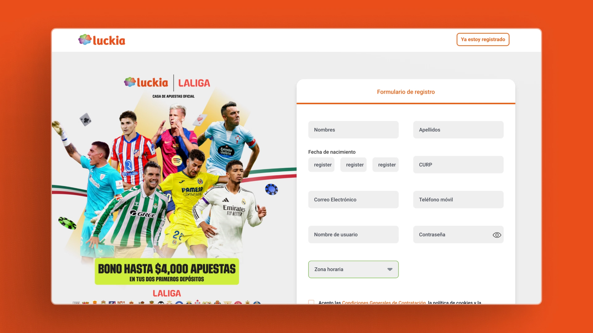 captura de pantalla registro luckia