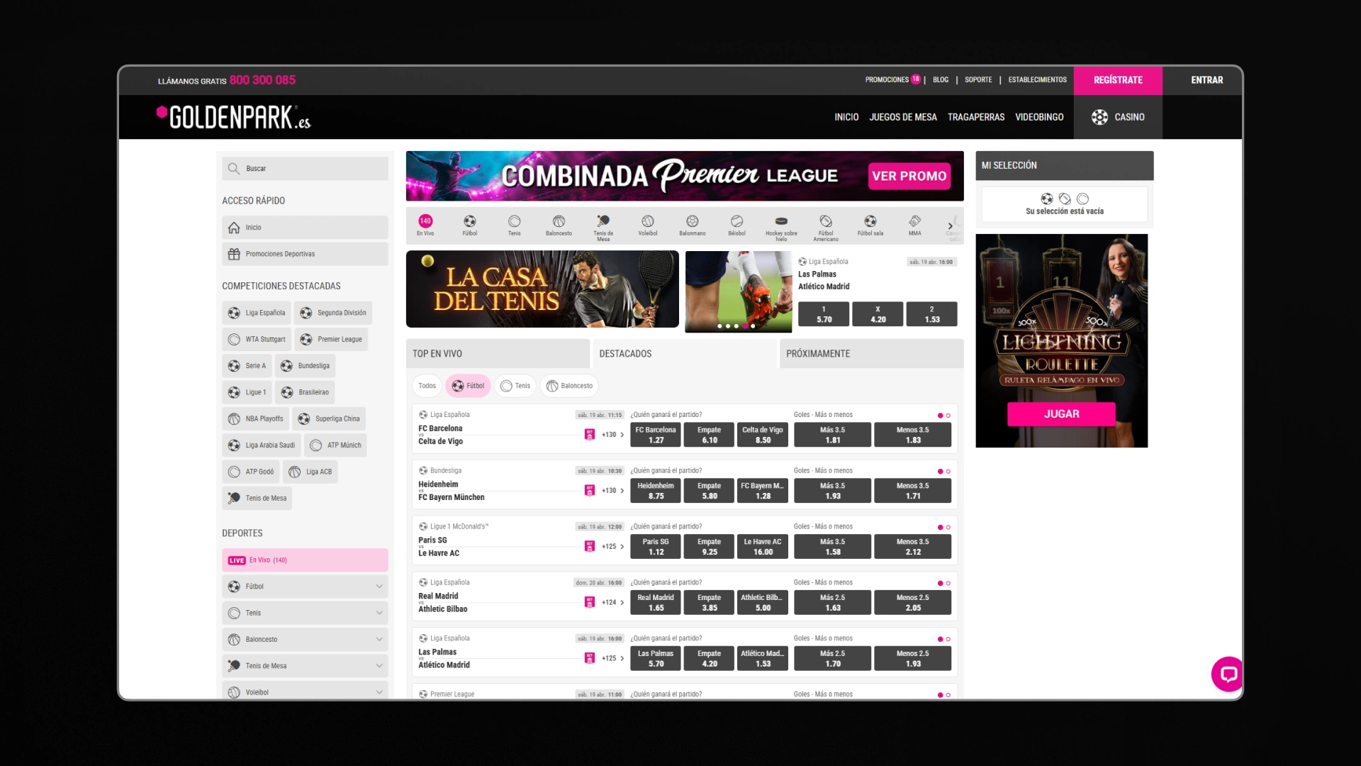 captura de pantalla Deportes goldenpark