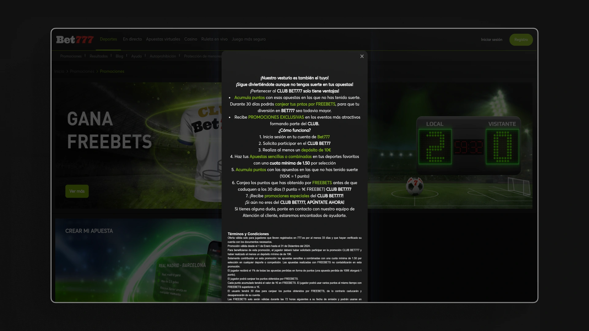 captura de pantalla Cómo activar el bono Bet777