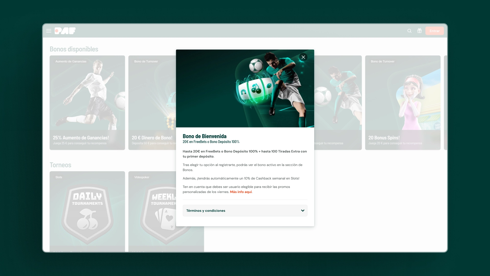 captura de pantalla Cómo activar el bono paf