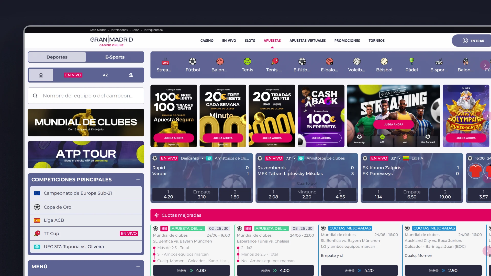 captura de pantalla Deportes Casino Gran Madrid