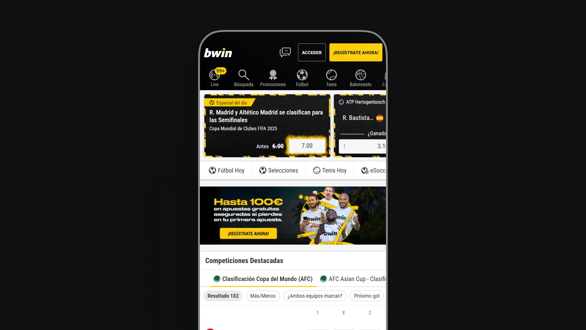 imagen Qué competiciones ofrece bwin