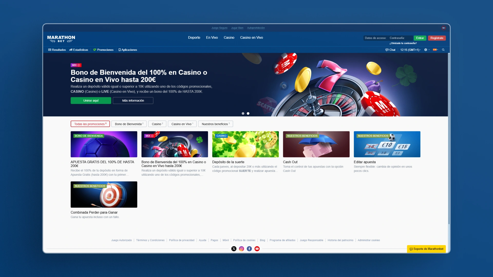 imagen Bono y promociones Marathonbet
