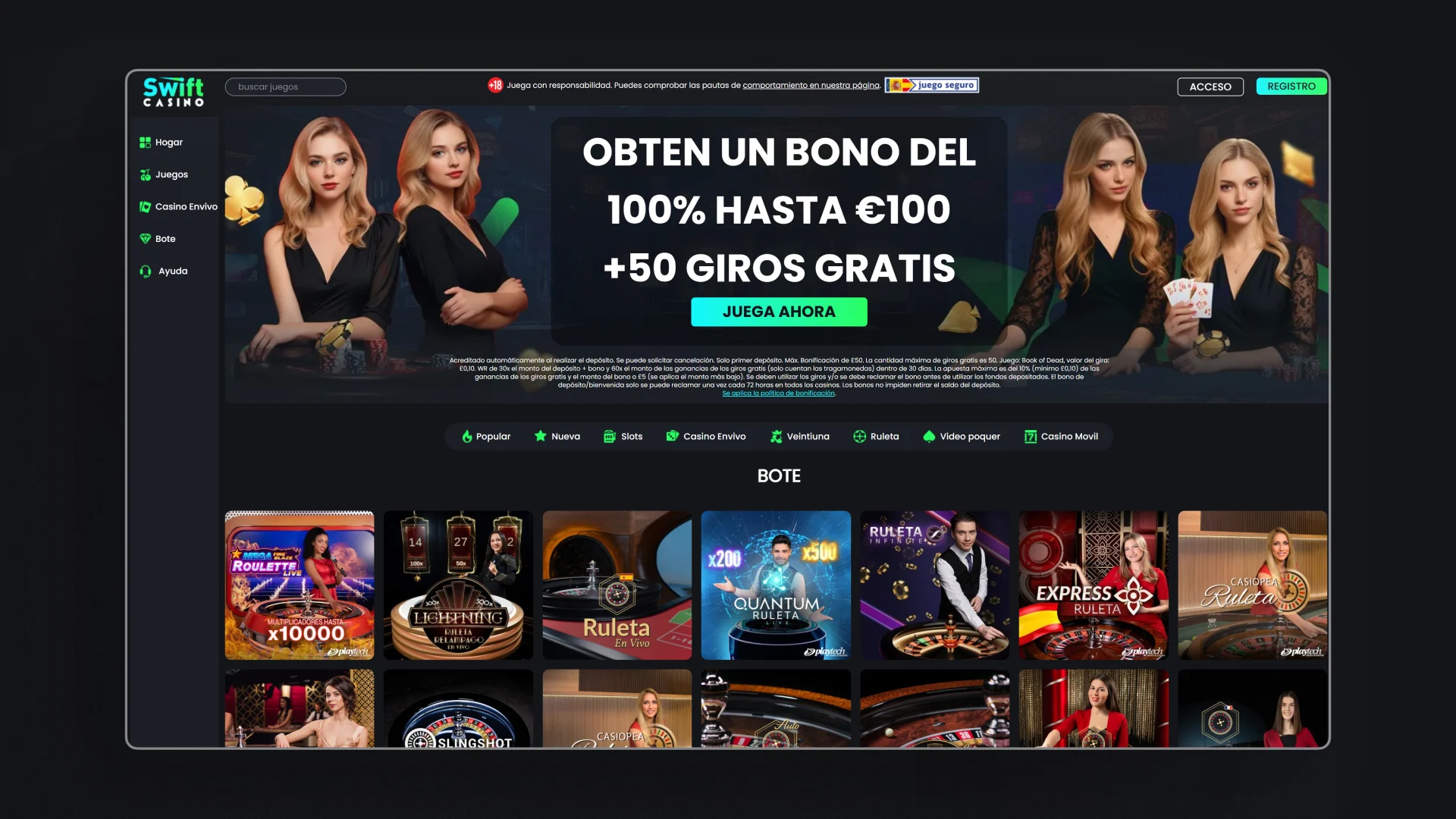 imagen Bono y promociones Swift Casino
