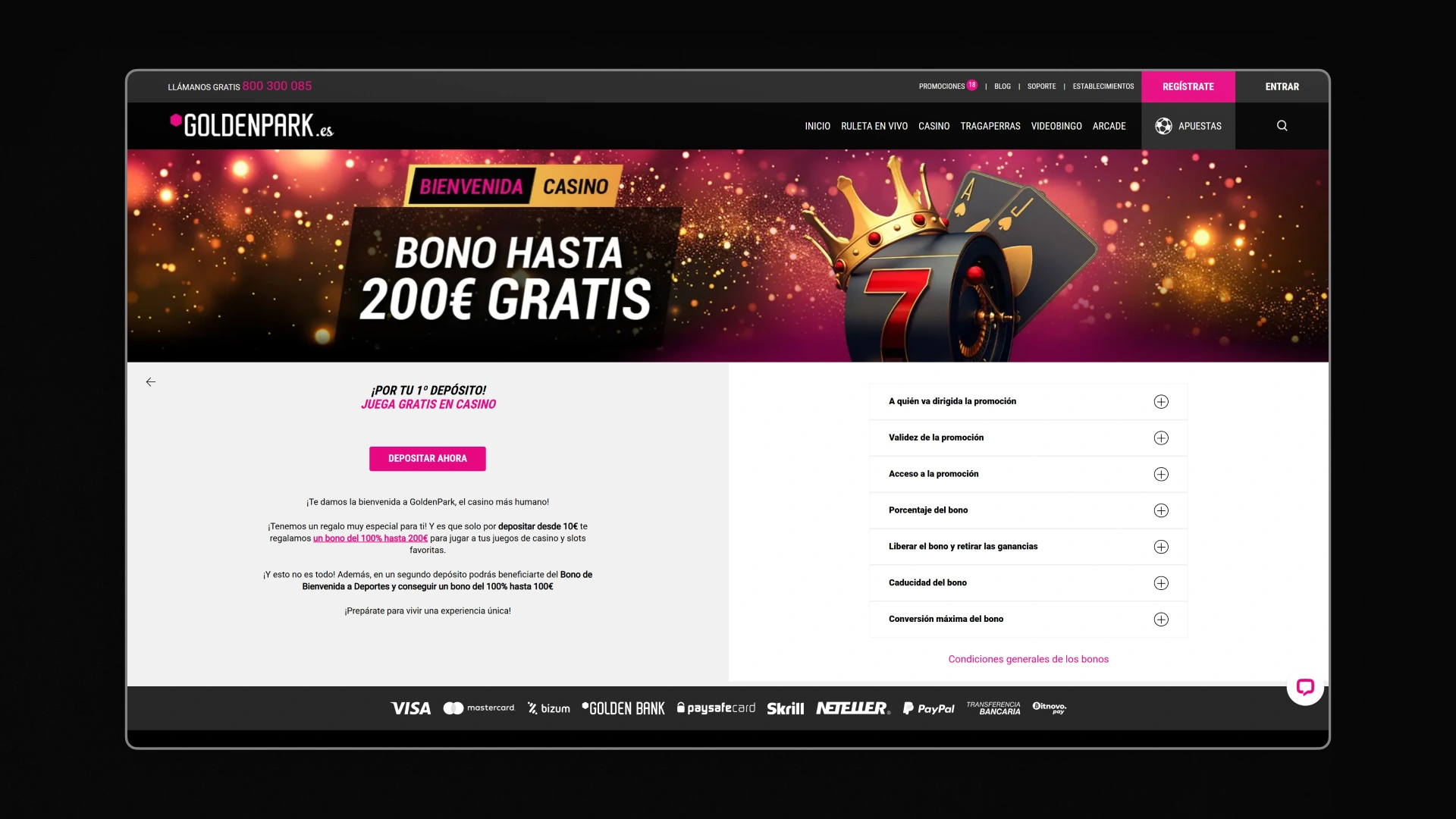 imagen Bono y promociones goldenpark