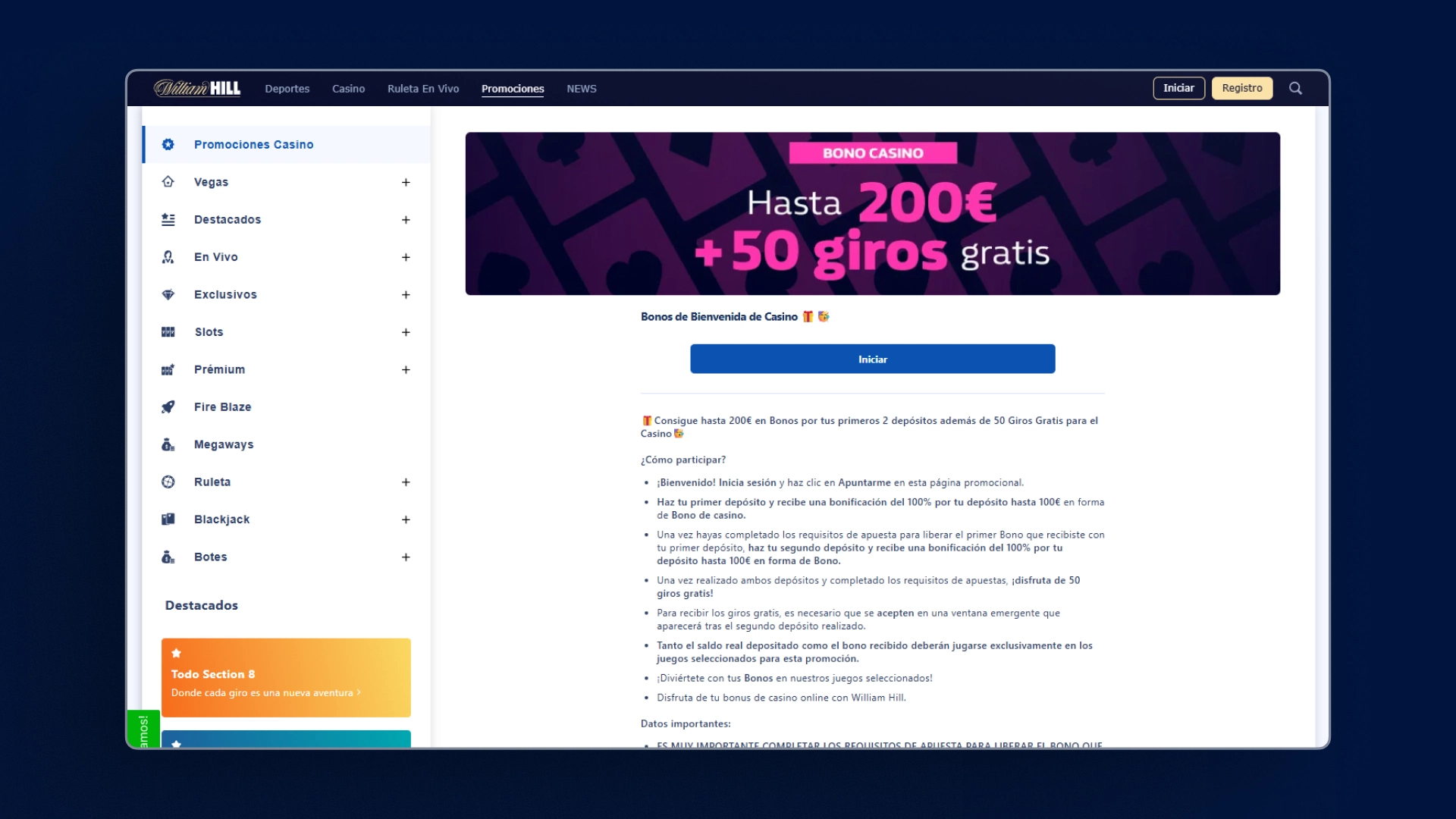imagen Bono y promociones william hill