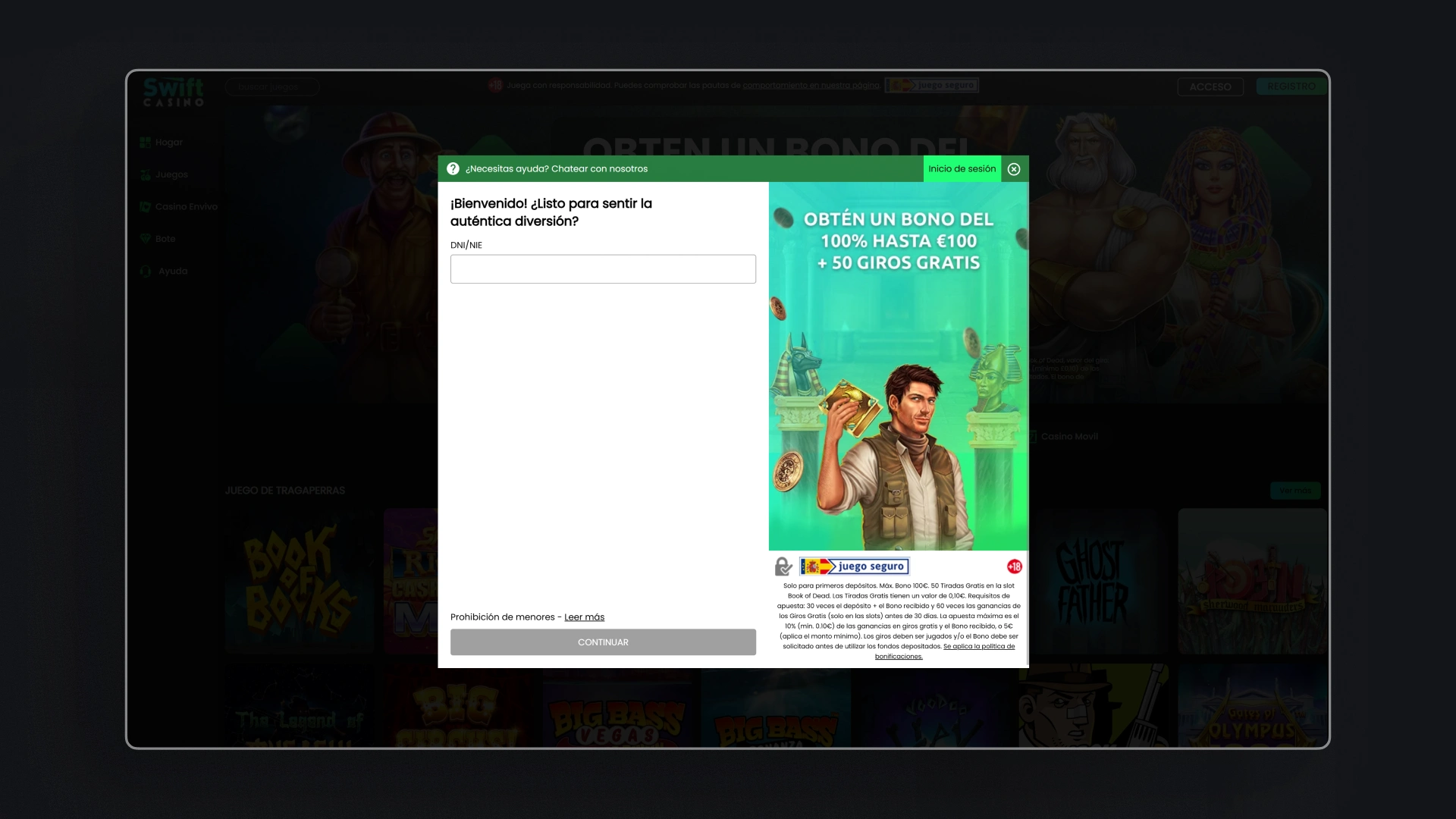 imagen Cómo registrarse Swift Casino