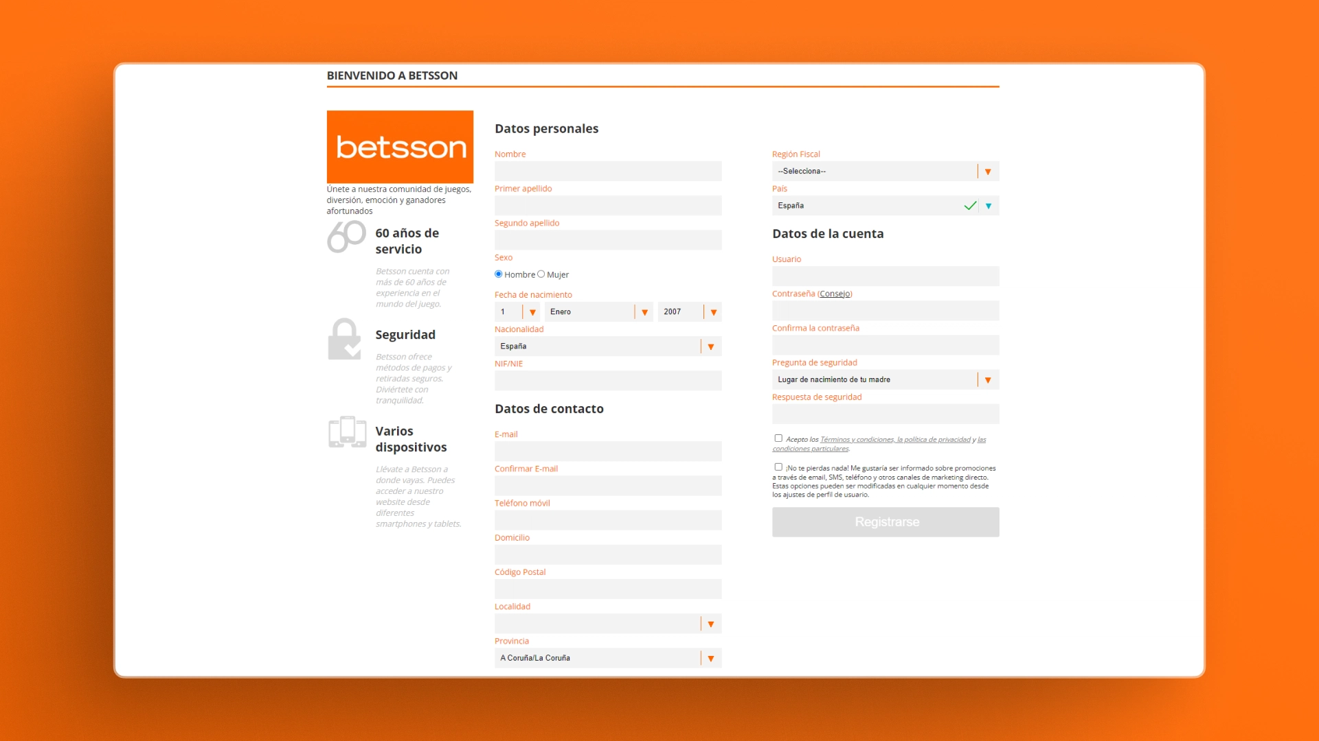 imagen Cómo registrarse betsson