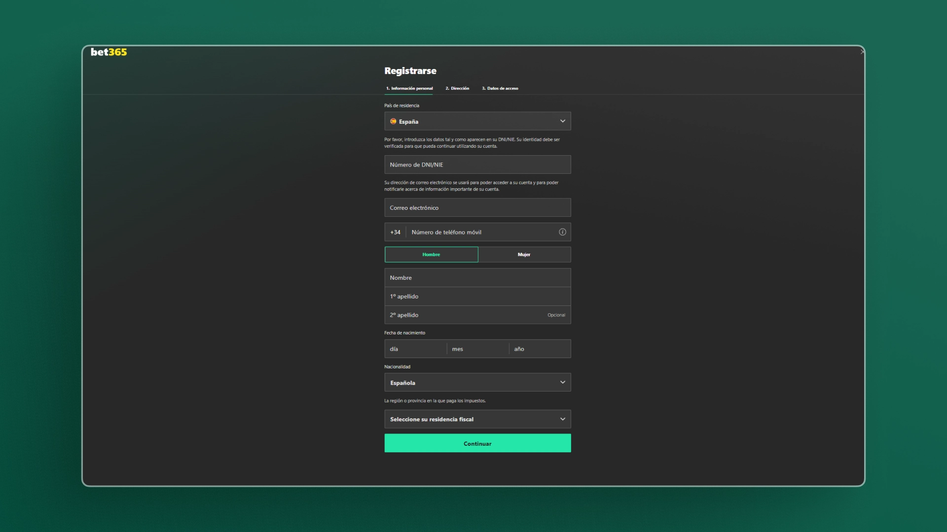 imagen Cómo registrarse bet365