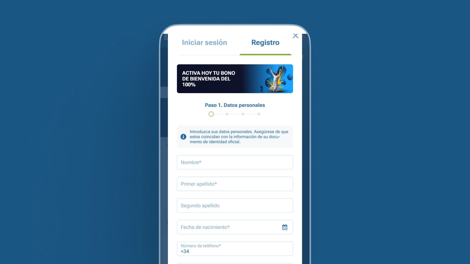 imagen Cómo registrarse movil 1xbet