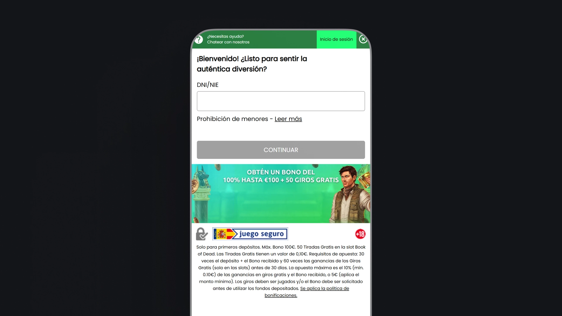 imagen Cómo registrarse movil Switft Casino