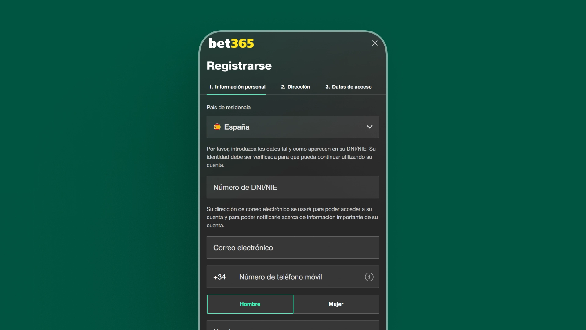 imagen Cómo registrarse movil bet365