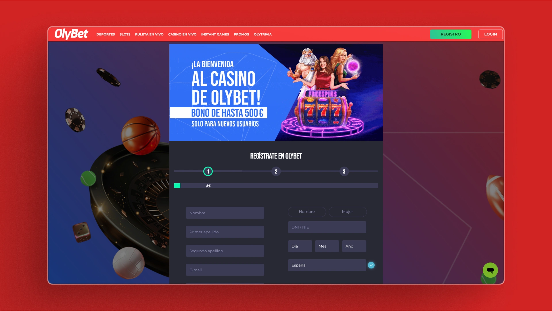 imagen Cómo registrarse olybet