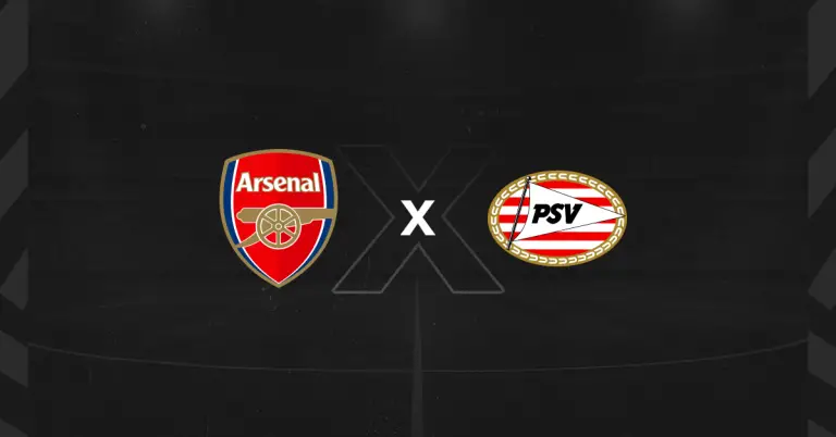 Escudos dos times do Arsenal x PSV, adversários na Champions League