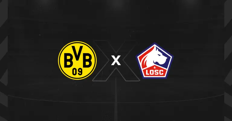 Escudos de Borussia Dortmund x Lille, adversários na Champions League