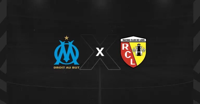 Escudos de Olympique Marseille x Lens, adversários na Ligue 1 2024/2025