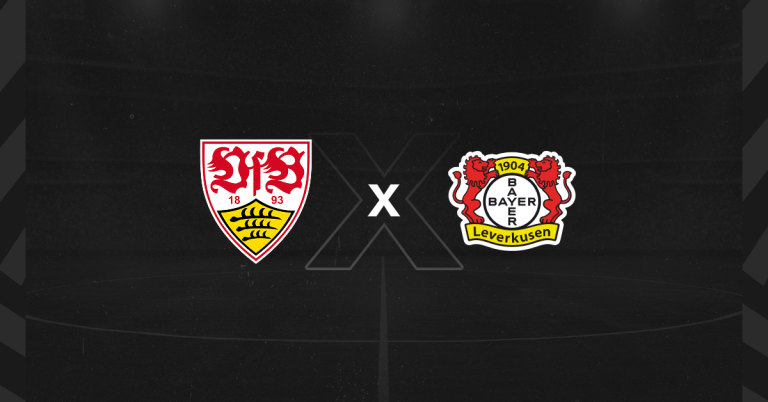 Escudos de Stuttgart x Bayer Leverkusen, que se enfrentam pela Bundesliga