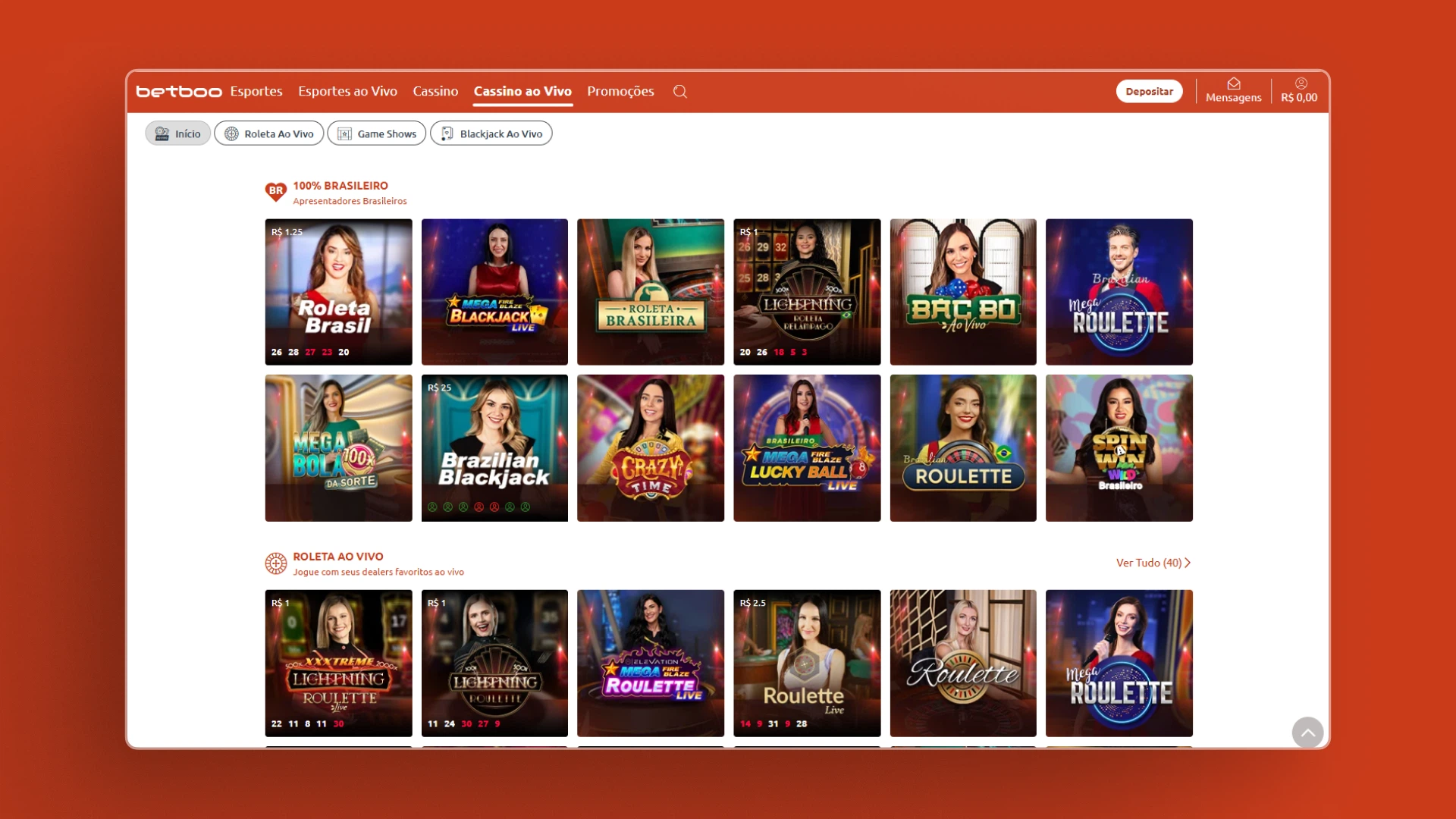 imagem casino ao vivo Betboo