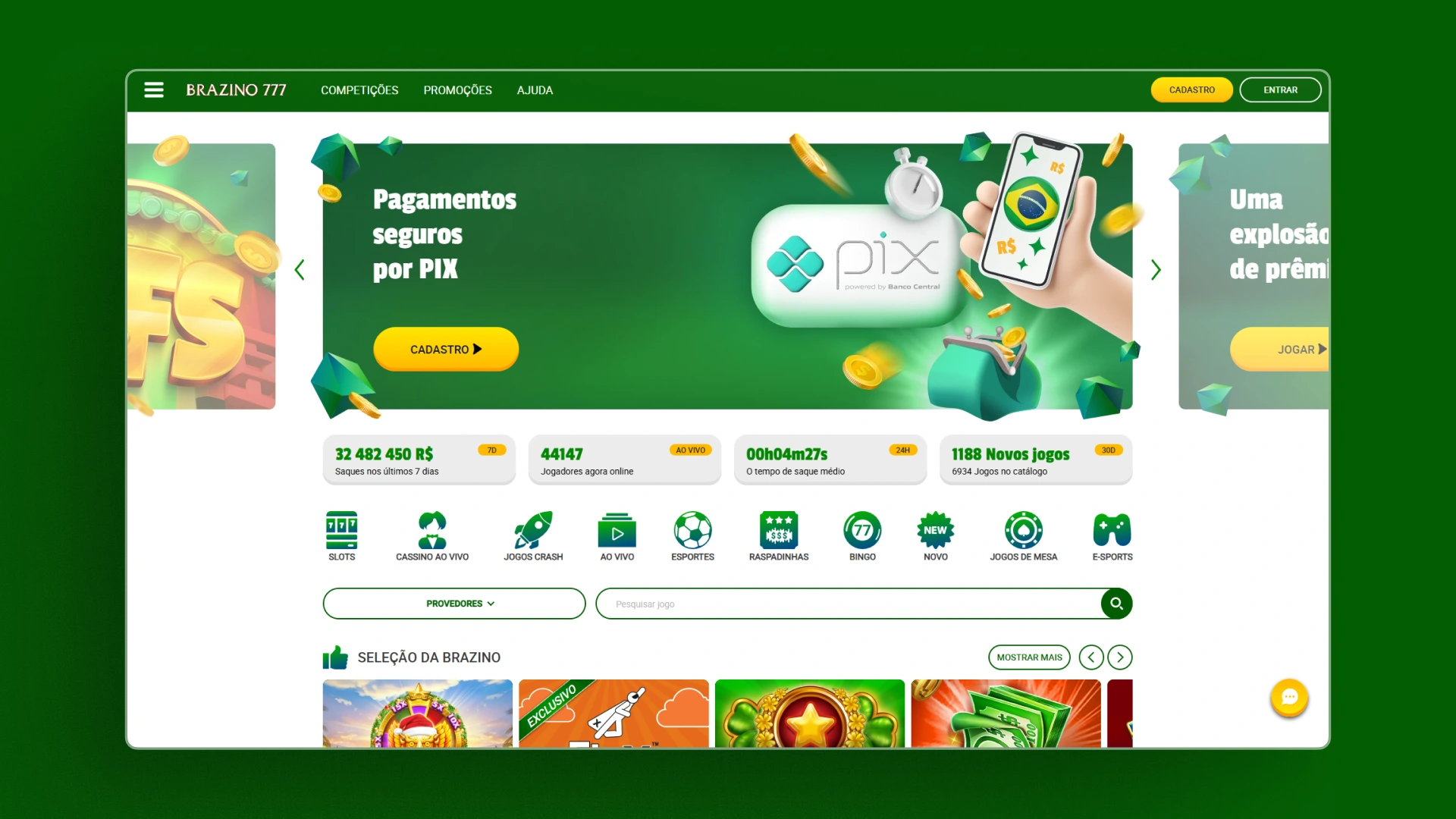 imagem homepage brazino777