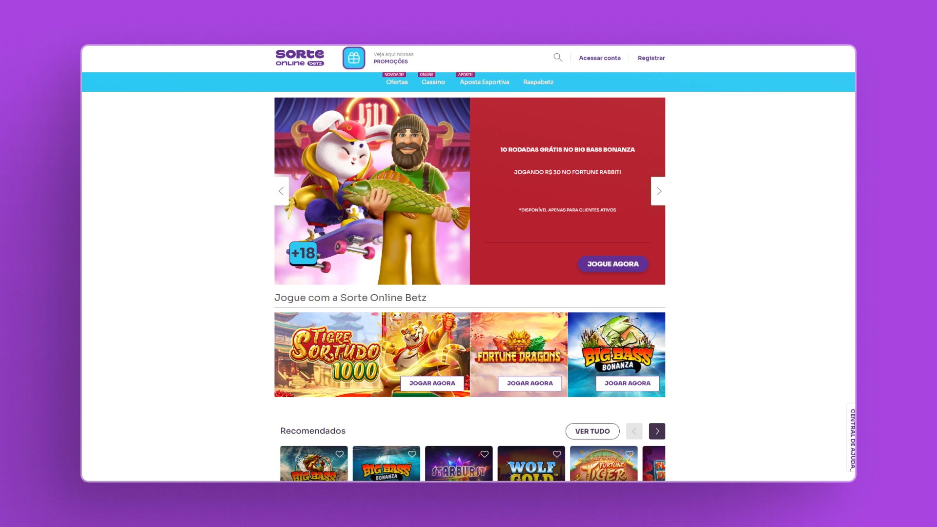 imagem homepage sorte online