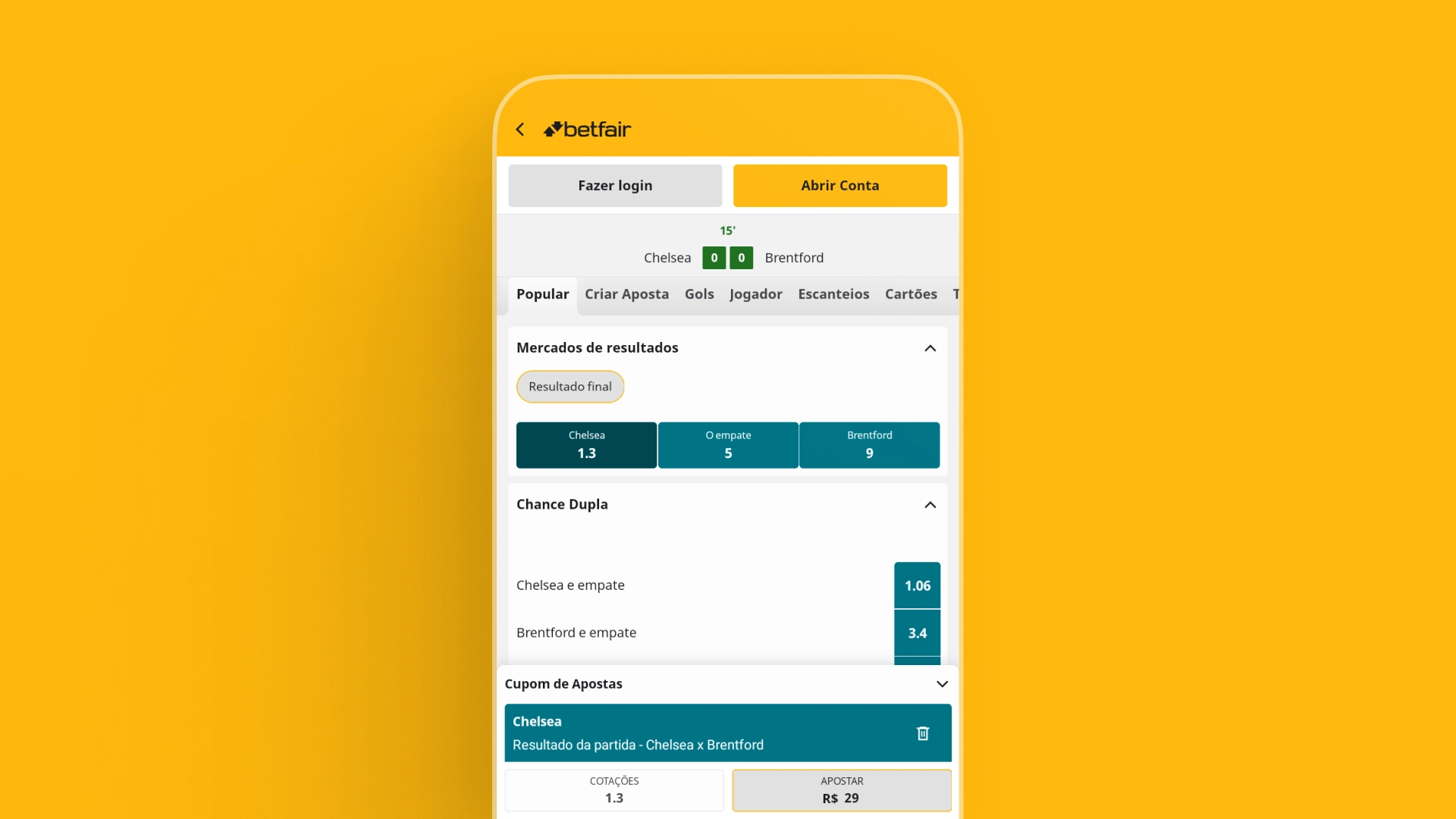 imagem ilustrativa Fazendo uma Aposta pelo App betfair