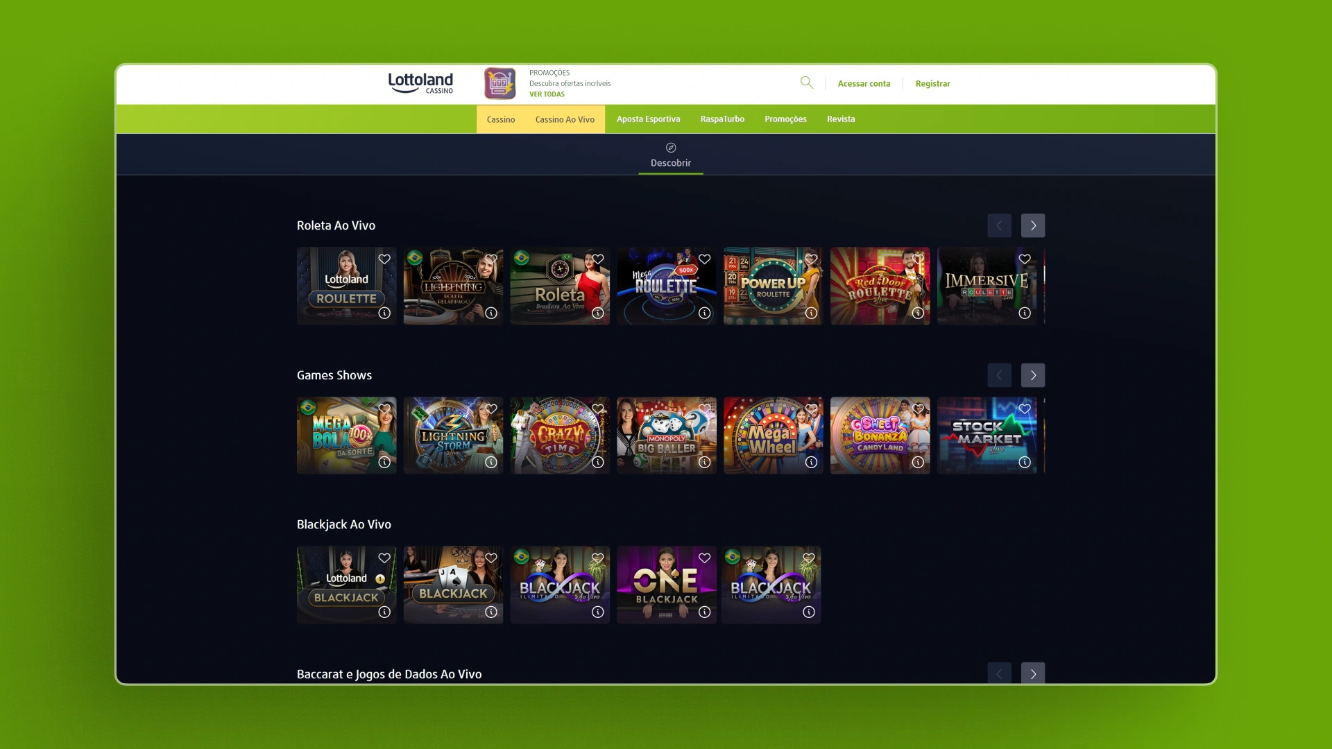 imagem ilustrativa cassino ao vivo lottoland
