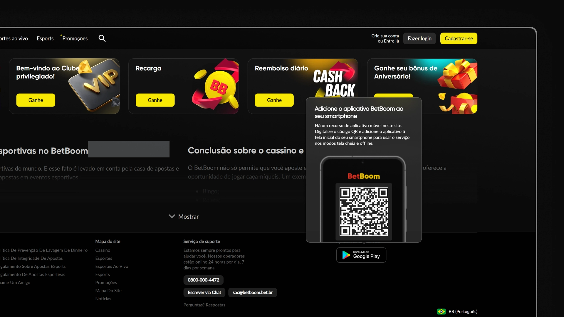 imagem instalação do app Betboom