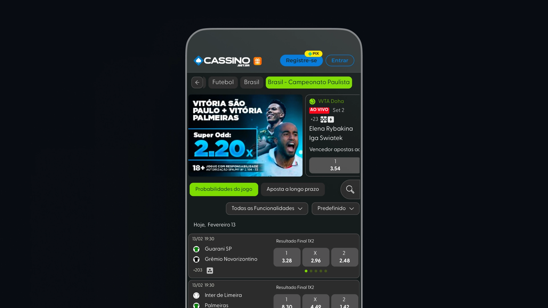 imagem mockup mobile app Cassino Bet