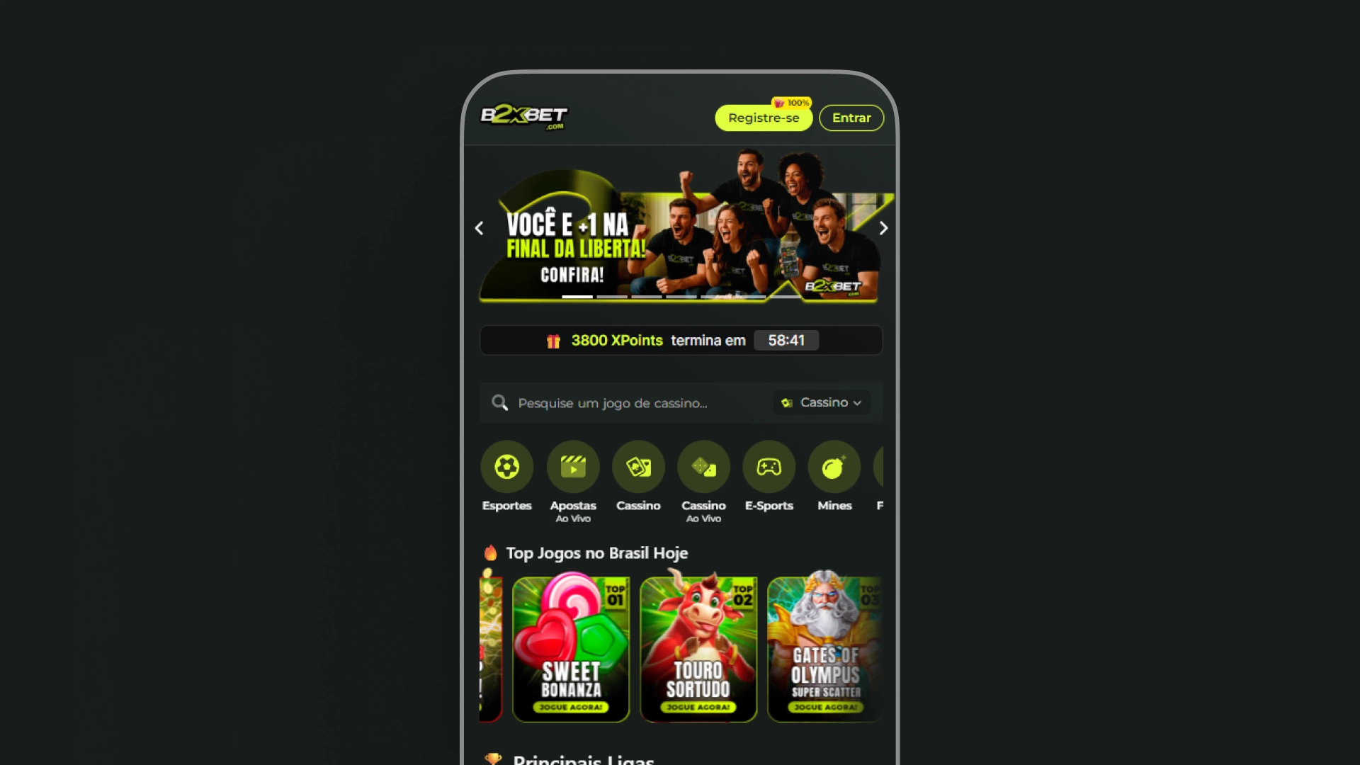imagem mockup mobile app b2xbet