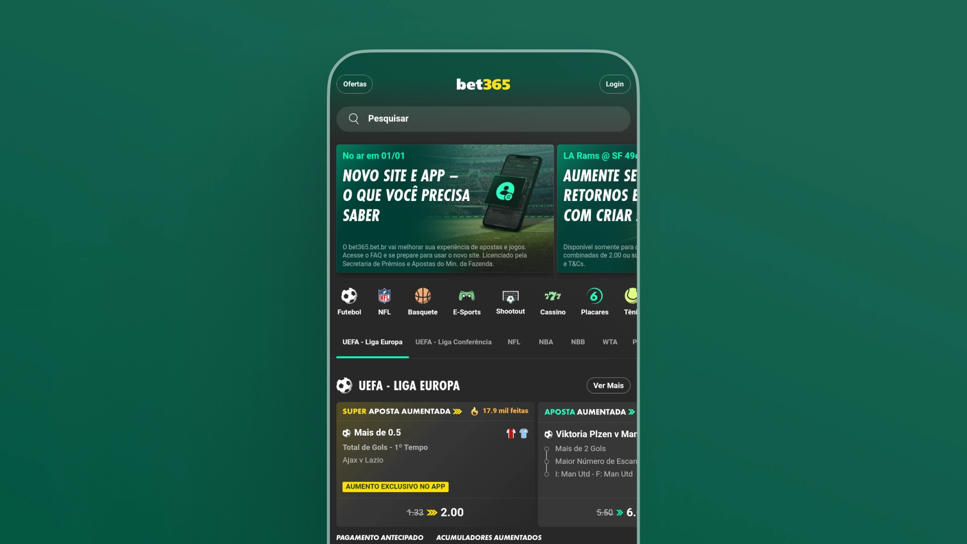 imagem mockup mobile app bet365