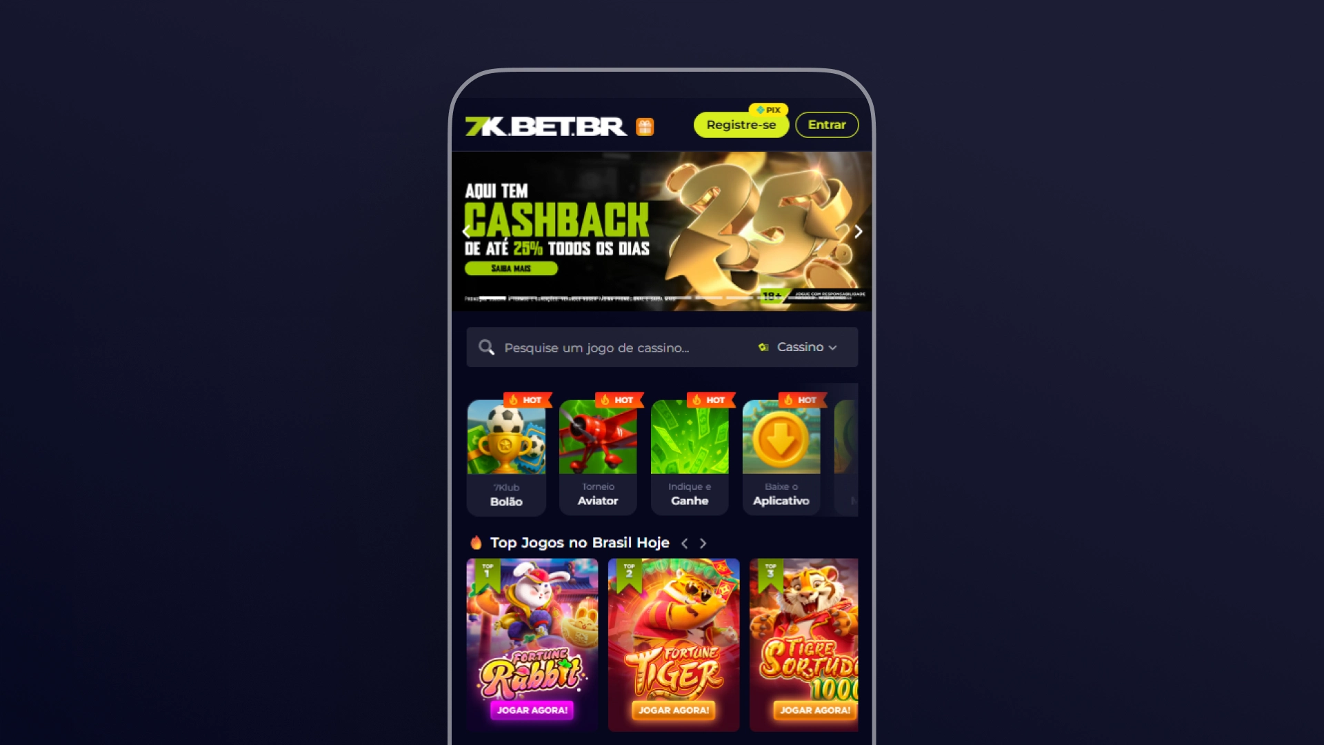 imagem mockup mobile app bet7k