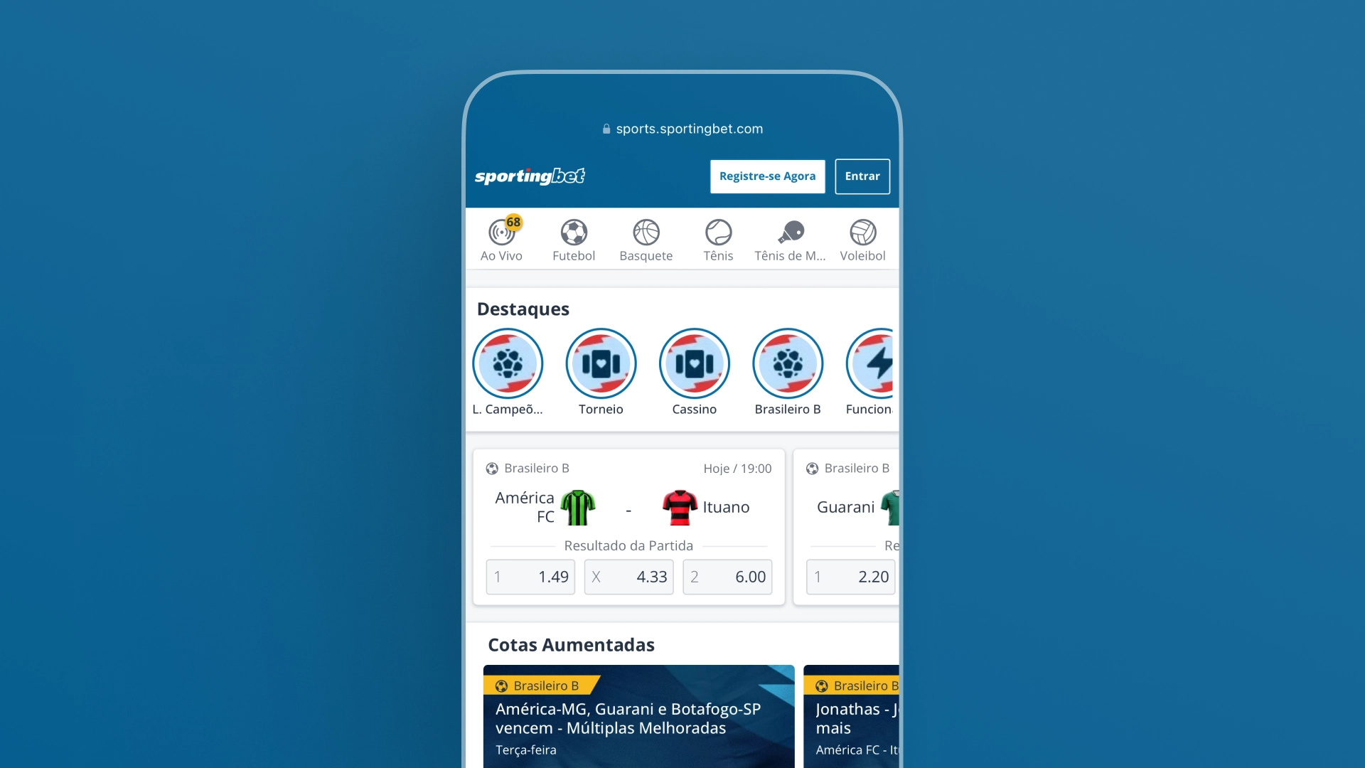 imagem mockup mobile app sportingbet