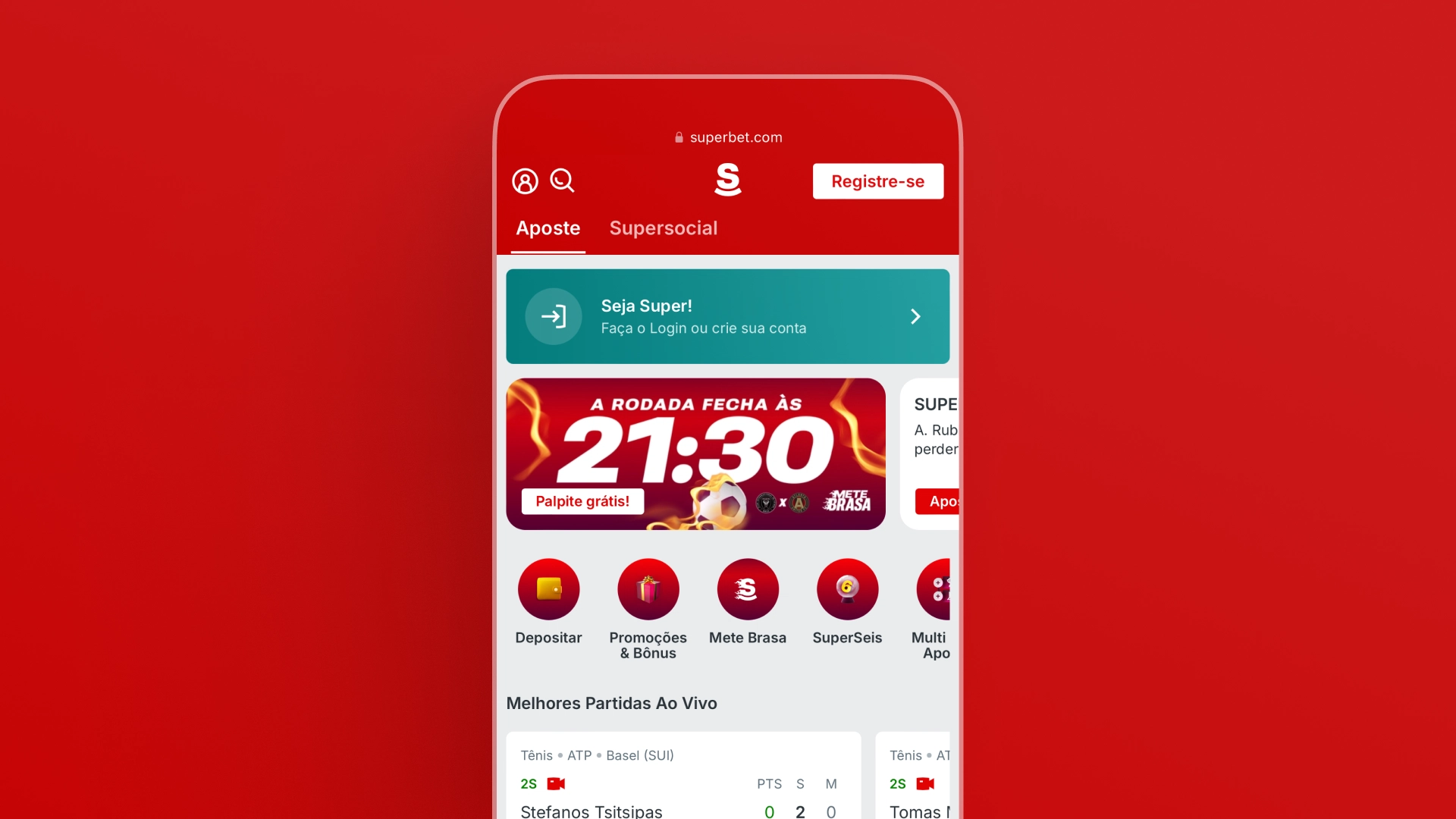 imagem mockup mobile app superbet