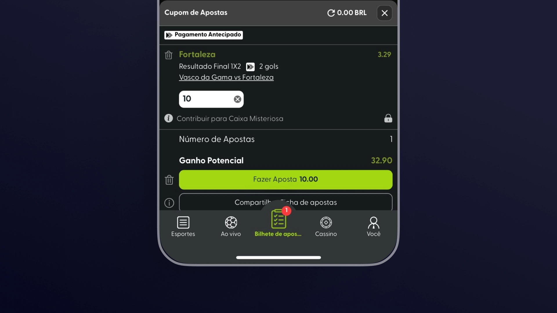 imagem mockup mobile bilhete de aposta bet7k