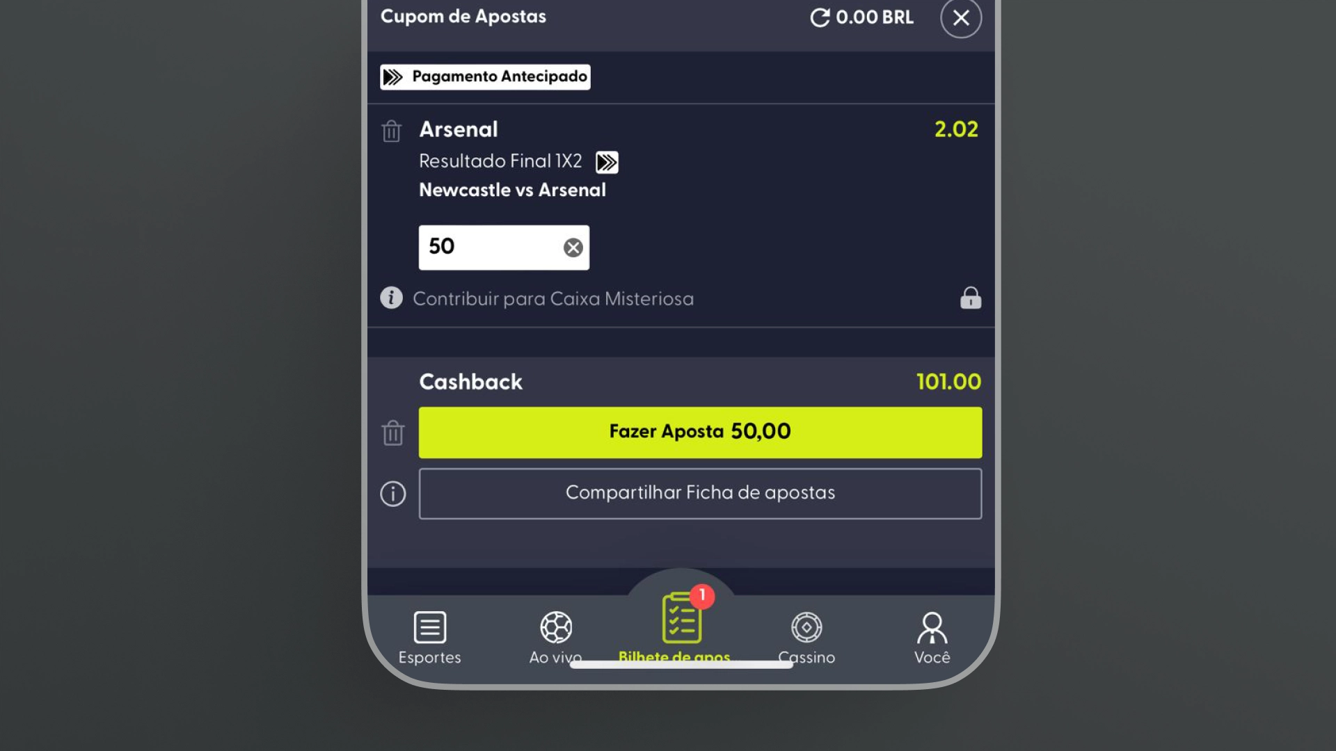 imagem mockup mobile bilhete de aposta bet7k