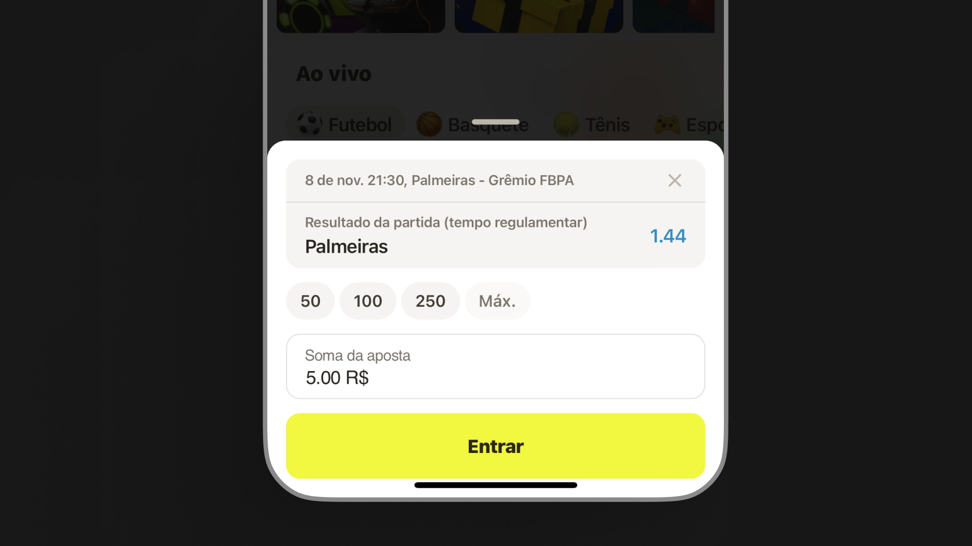 mockup mobile ficha de aposta parimatch