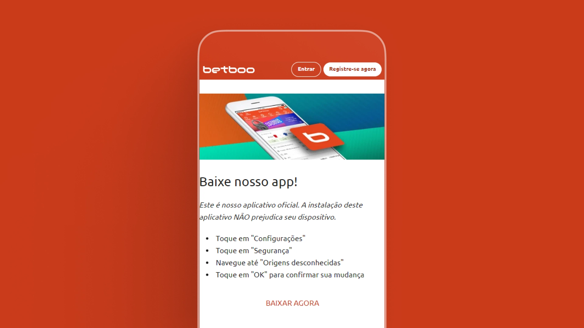 mockup mobile pagina de instalacao betboo