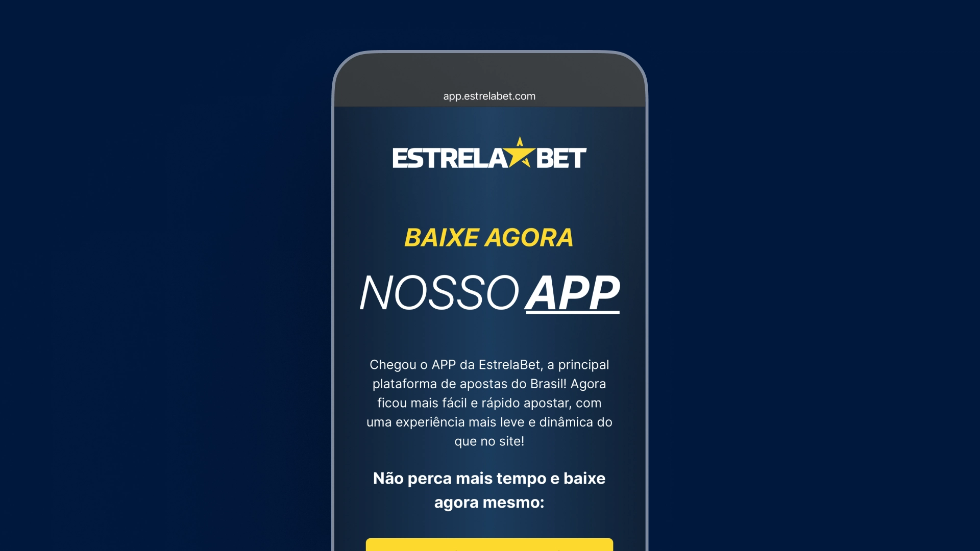 mockup mobile pagina de instalacao estrela bet