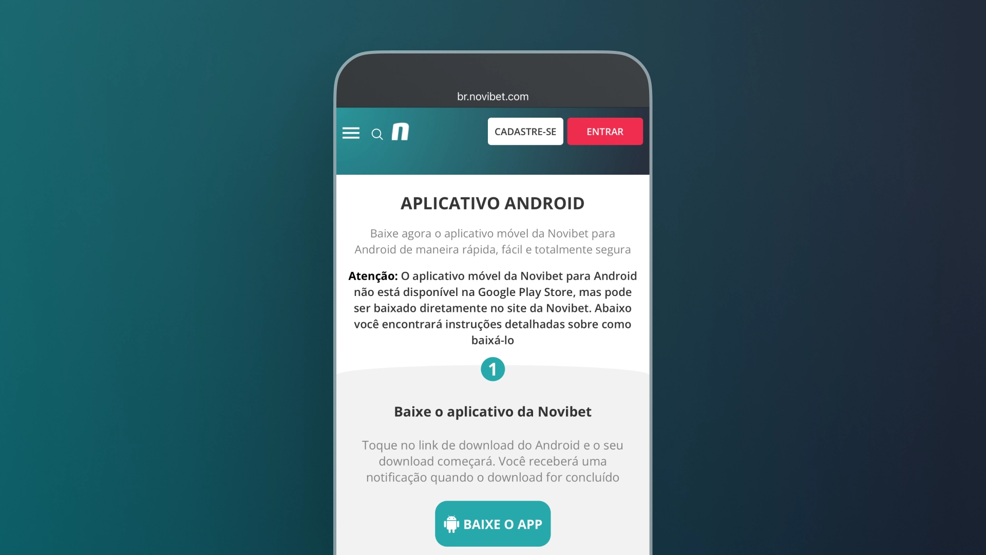 mockup mobile pagina de instalacao novibet