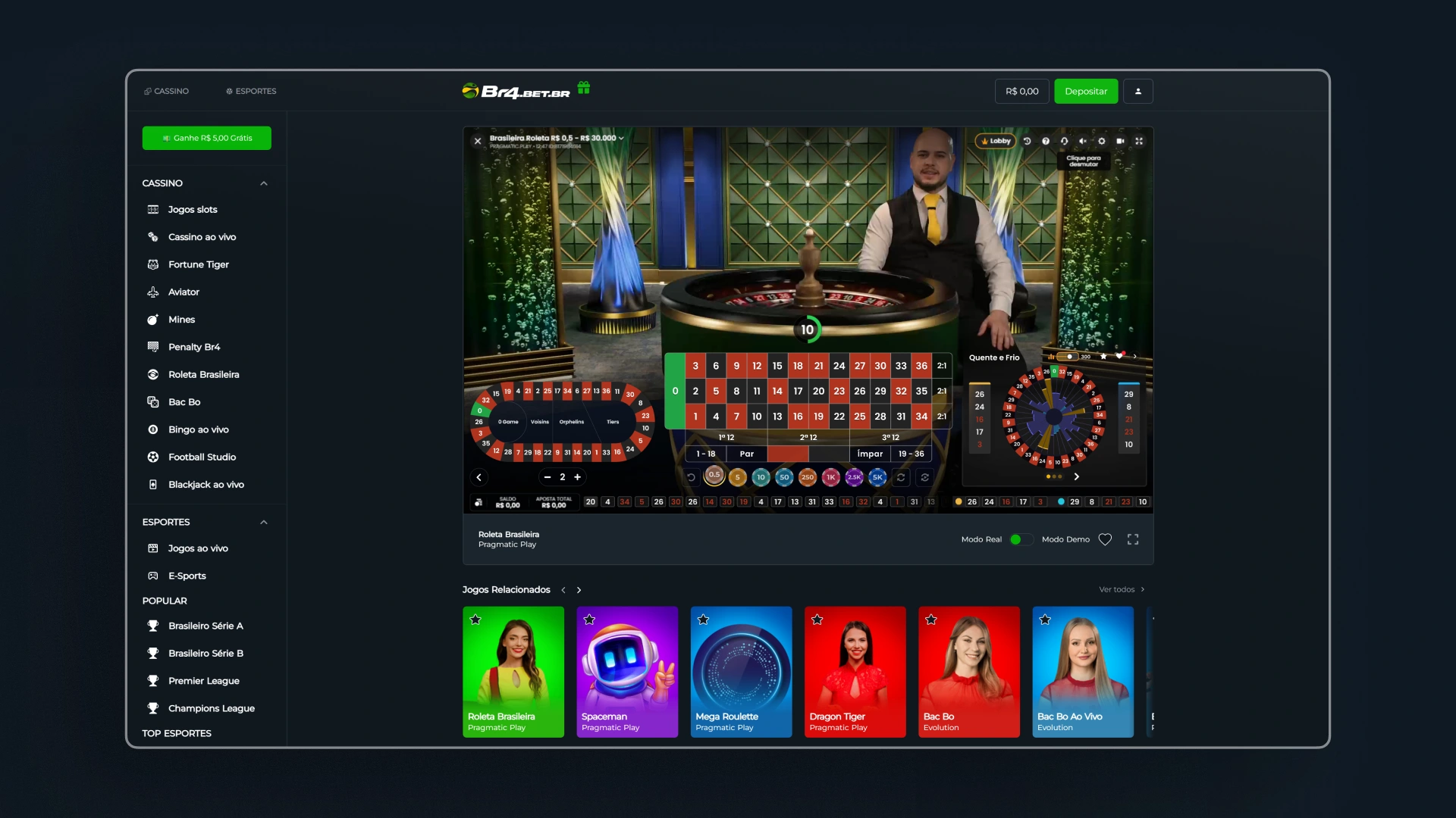 screenshot Cassino ao Vivo Br4Bet