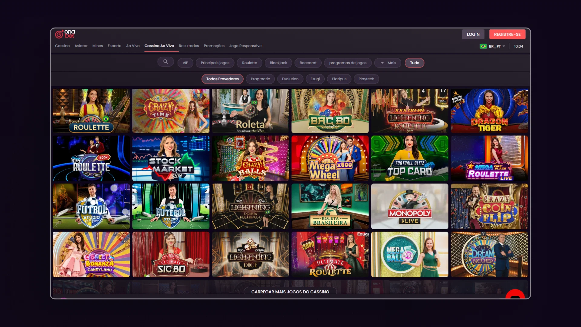 screenshot cassino ao vivo onabet