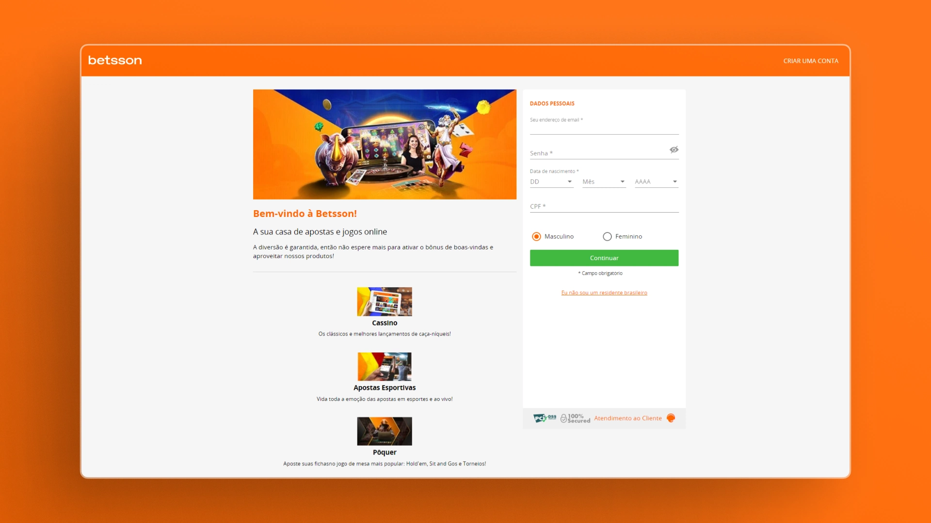 screenshot desktop registro betsson