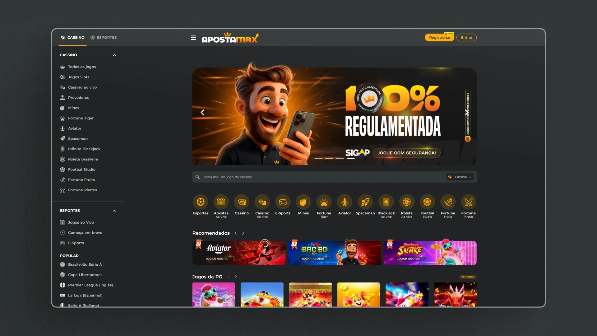 screenshot pagina inicial ApostaMax