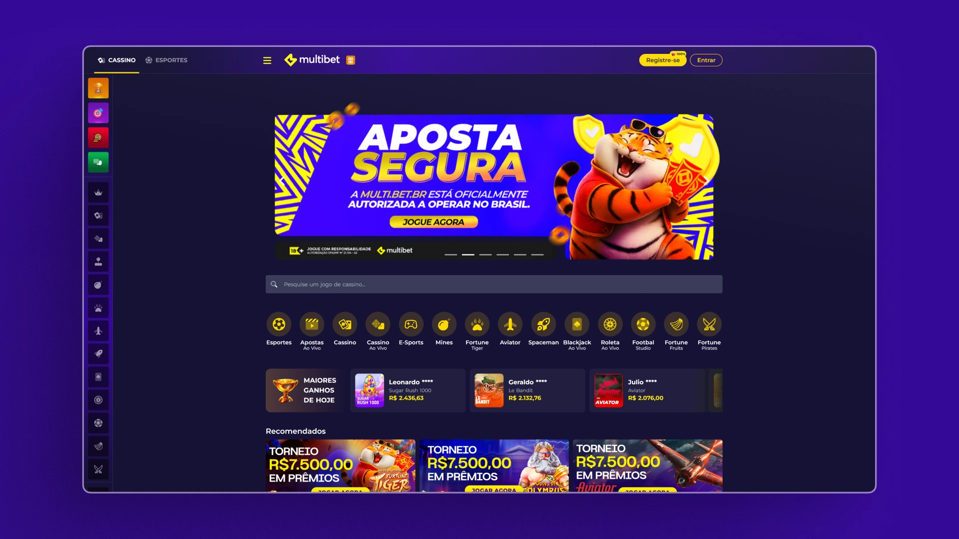 screenshot pagina inicial MultiBet