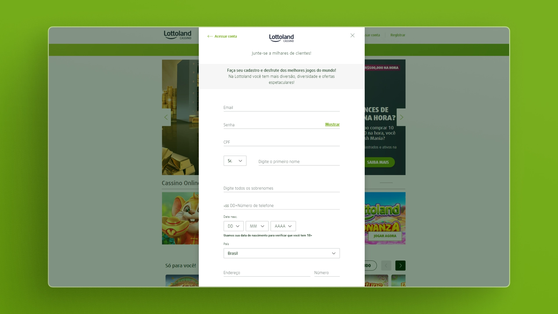 screenshot registro lottoland
