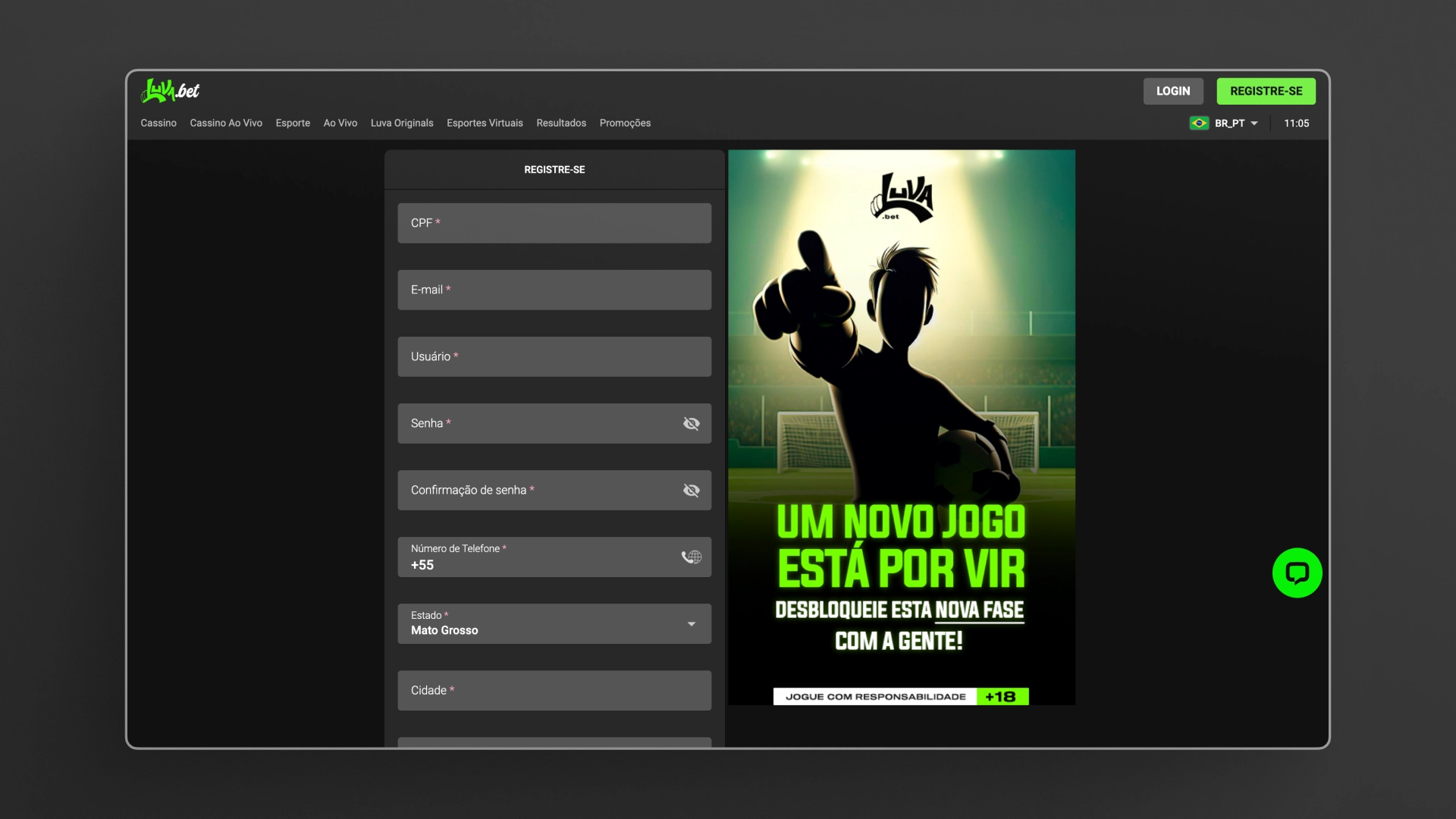 screenshot registro luva bet